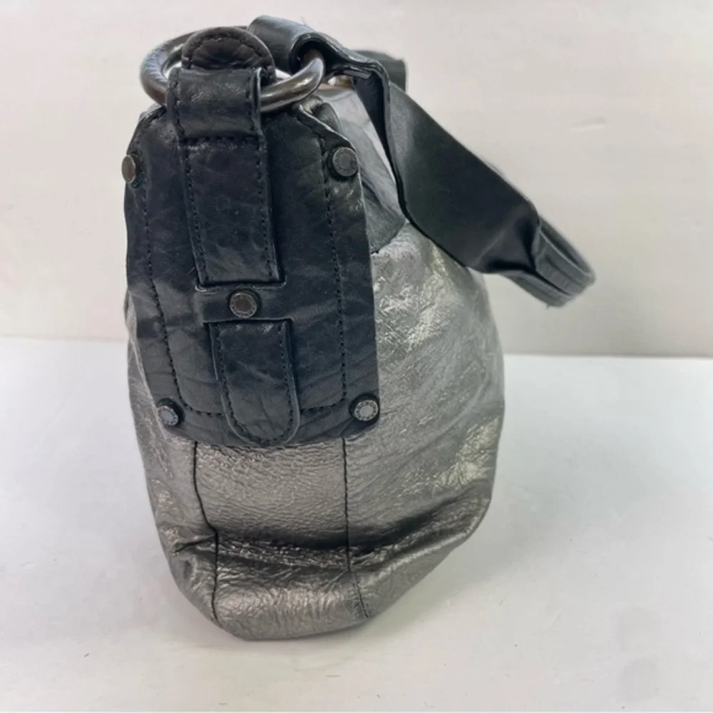 BCBG MAXAZRIA Metallic Silver Pewter Shoulder Bag‎